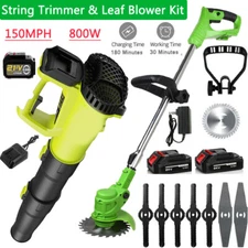 Cordless Leaf Blower/Vacuum & String Trimmer/Weed Edger Combo Kit w/ Battery NEW