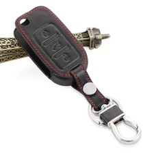 Leather Key Chain Holder Case Cover Fob for Volkswagen CC Eos Golf GTI SKODA