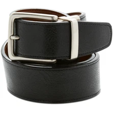 Perry Ellis Portfolio Men's Saffiano Reversible Belt - Black - Size: S (30-32)
