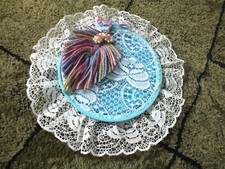 Beautiful Handmade Wall Hanging White Lace Leaf Feather Jewelry 11" One of Kind