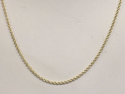 14k Yellow Gold Solid ROPE Pendant Link Chain/Necklace 18" 1.5 mm 4 ...