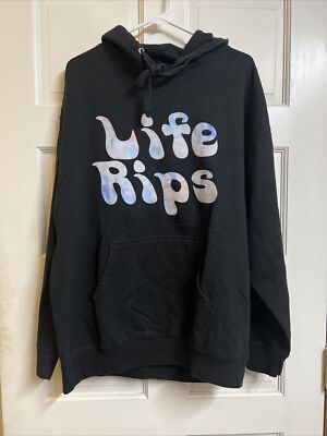 Life Rips Chris D elia Mens Hoodie Size XL Black
