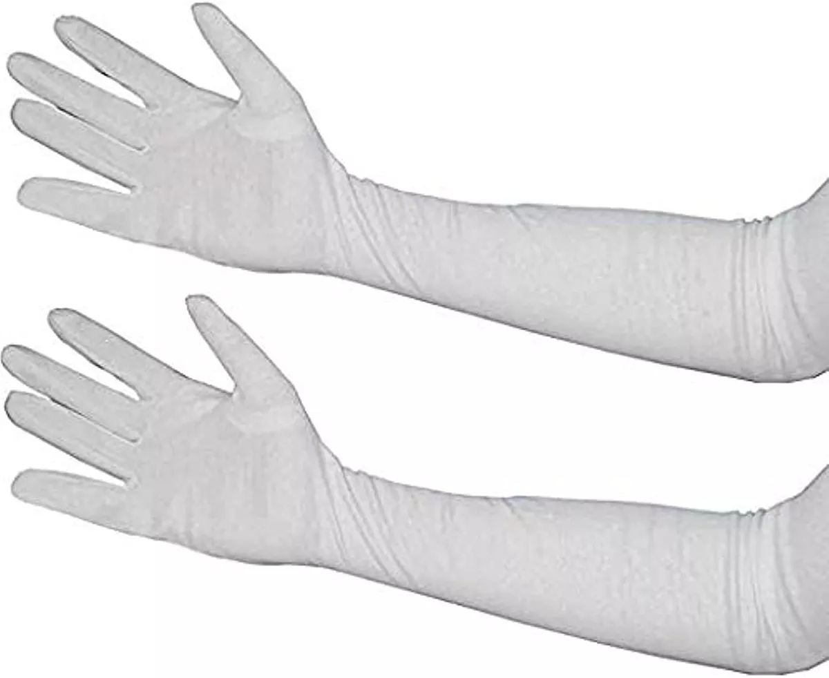 Ladies Full Hand Gloves and Sun Protection White Gloves Women pack of 2pair