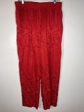 Vintage Nordstrom Town Square Silk Jacquard Red Pants Size 14