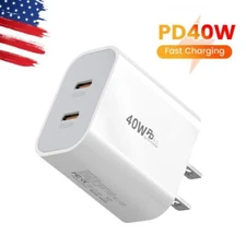 40W Fast Charger Block USB C Wall Power Adapter For Apple Series Samsung S24 S23