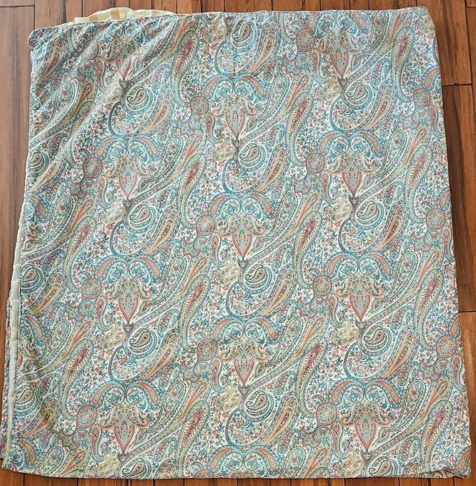 Edredón Ralph Lauren Paisley Rayas Reversible Talla Queen Azul Rosa Verde Beige Foto 2 de 4