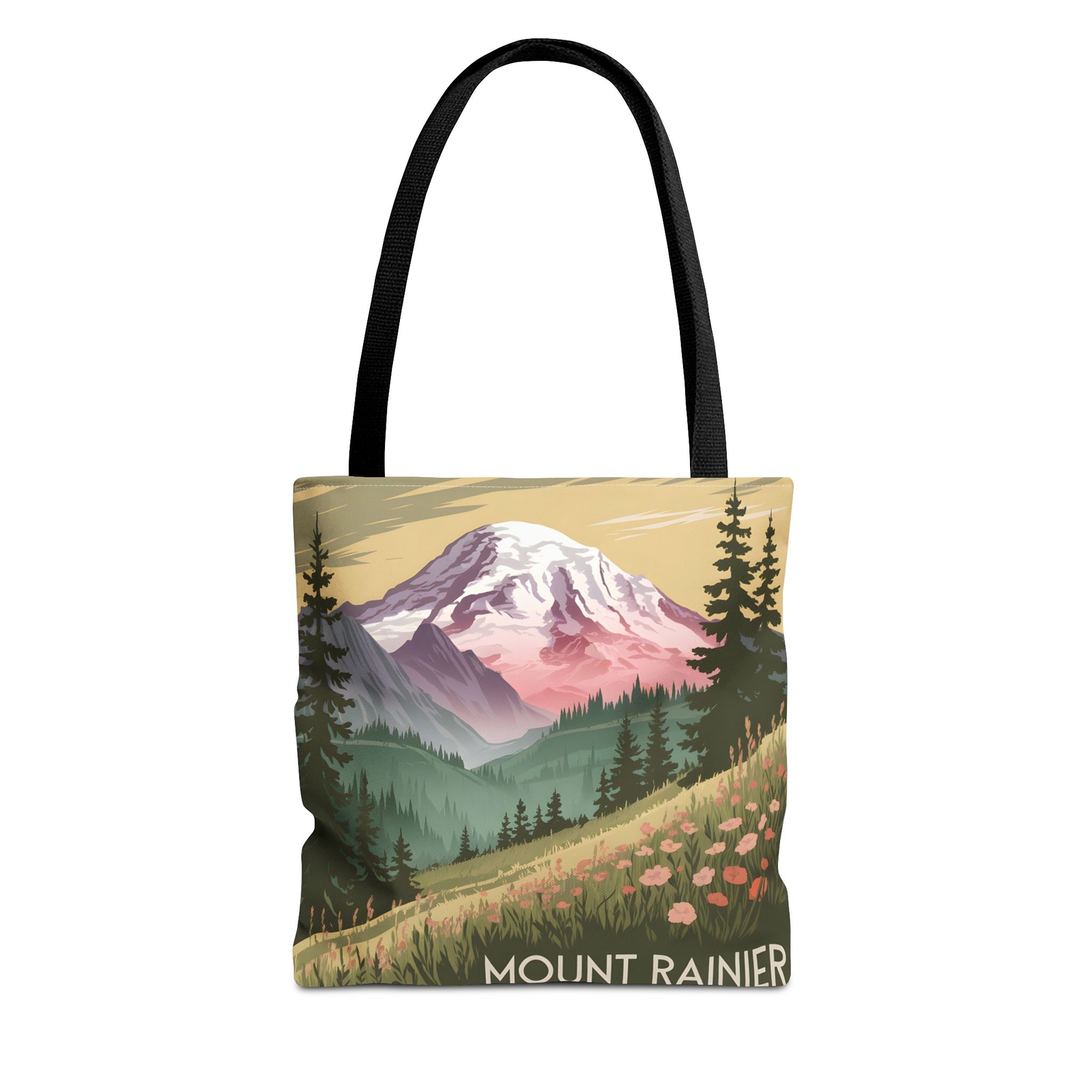 Mount Rainier Nature Landscape All Over Print Eco Friendly Tote Bag