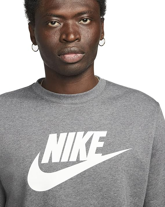 Nike Sportswear Club Fleece Men's Graphic Crew, Charcoal Heather