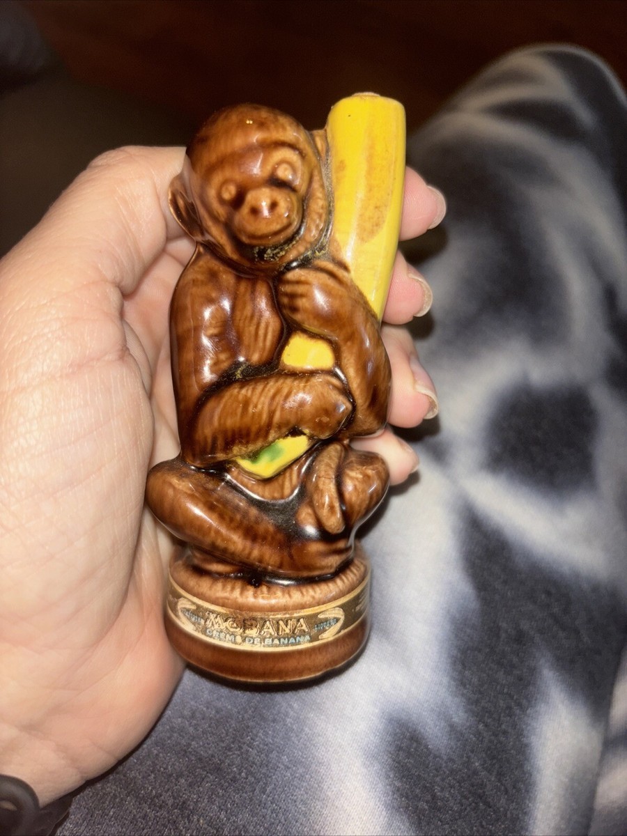 Vintage Collectible MOBANA Monkey Decanter Made In Portugal Crème