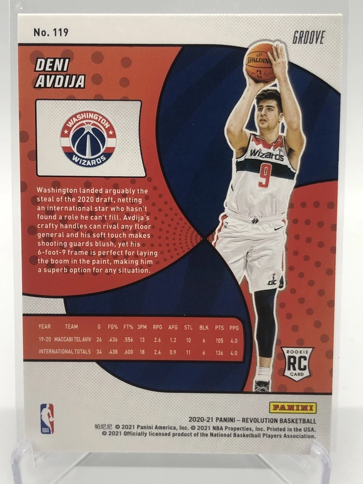 2020-21 PANINI REVOLUTION DENI AVDIJA GROOVE PARALLEL ROOKIE CARD RC #119  - Image 4 of 4