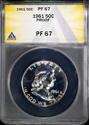 1961 50c Silver Franklin Half-dollar PR 67 ANACS # 7673912 + Bonus