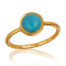 Handmade Yellow Gold Plated 925 Silver Turquoise Stackable Rings For Womens