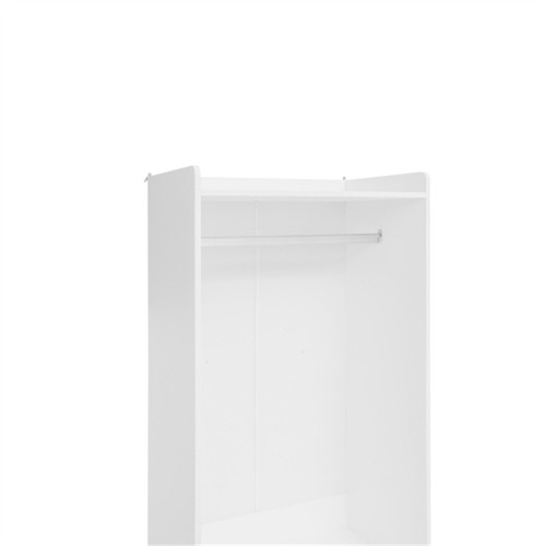 Armoire Wardrobe Closet w/ 3 Drawers, Rattan Decorate Wardrobe Cabinet White - Picture 14 of 16