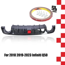 Rear Bumper Black Diffuser Lip W/LED Brake DRL Light For 2018-2023 Infiniti Q50
