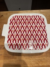 Casseruola Nantucket Home con coperchio e manici - grazioso motivo rosso e arancione 