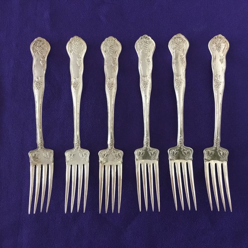 6 Piece Fork Silverplate Silverware 1910 By Elgin Muscatel Pattern 6 1/8" - Picture 7 of 7