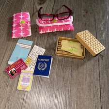 Lot American Girl & Our Generation Doll Accessories Glasses Wallet Documents