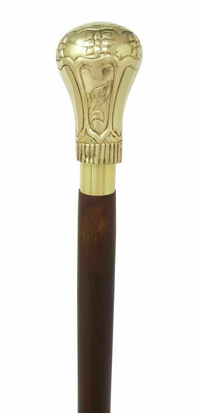 Solid Brass Round Knob Head Handle Brown Shaft Wa… - image 2