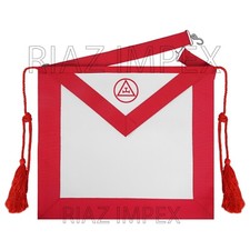Masonic Royal Arch Red Embroidered Apron With Tassels And Ribbon Border
