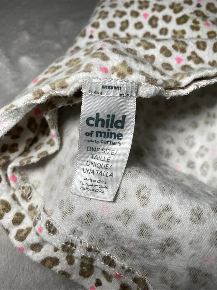 Carters Child of Mine Leopard Cheetah Baby Blanket Heart Flannel Receiving Lovey - Image 3 of 4