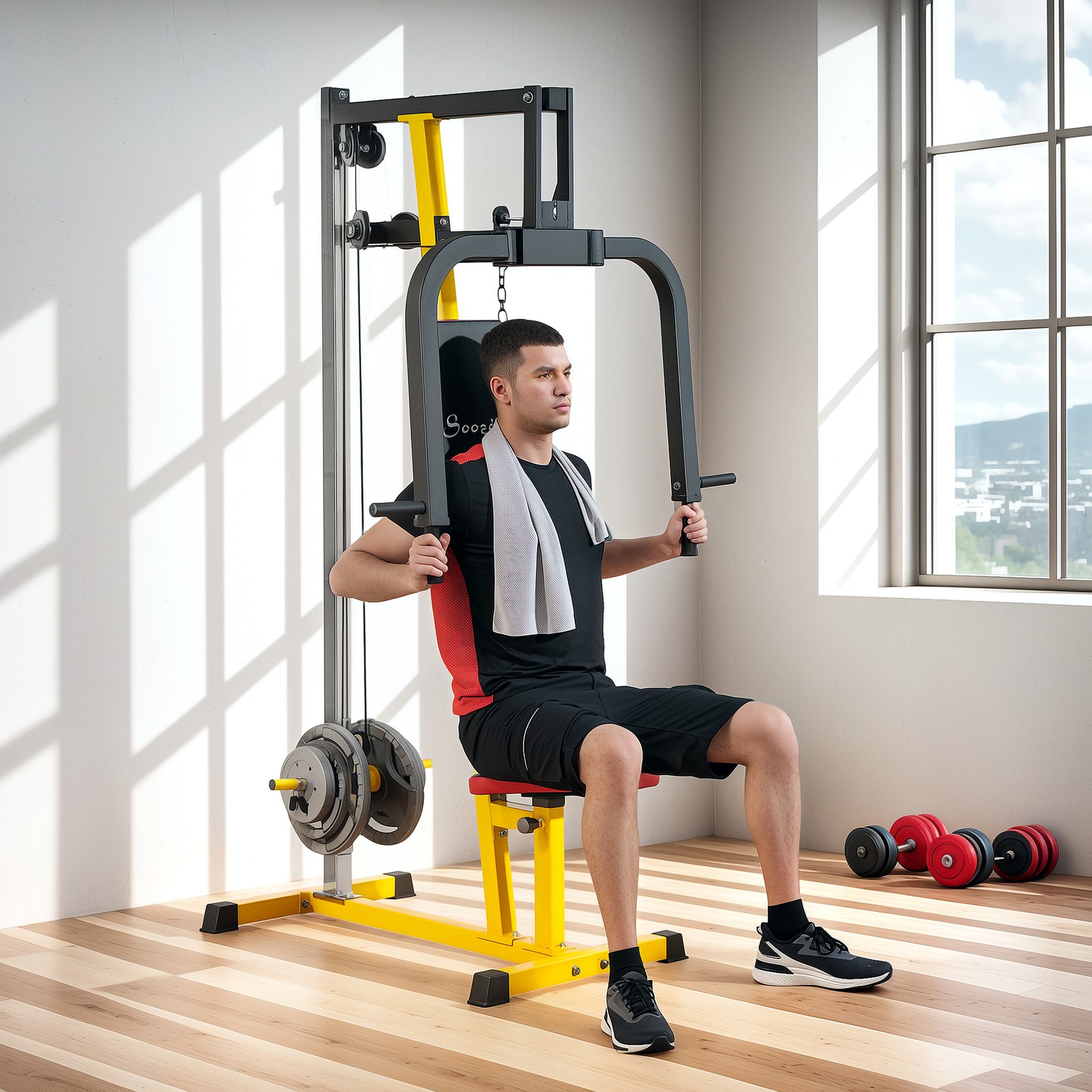 Soozier Chest Fly and Press Machine for Upper Body Training, Yellow