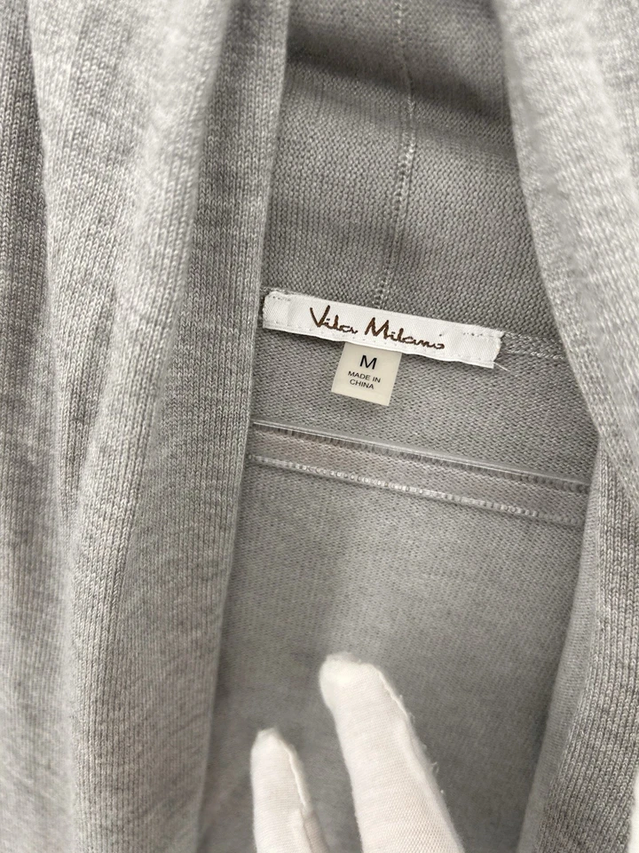 Vila Milano Cotton  Blend Gray Women’s Open Cardigan Sweater Ruffle Hem M Medium - Image 4 of 4