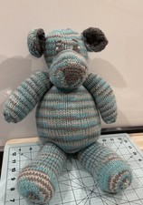 Handmade Teddy Bear Stuffed Animal Amigurumi Crochet Plush Aqua  Gray 14  