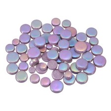 200g Multi-Size Iridescent Round Mosaic Tiles for Crafts Purple