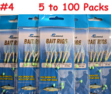 5 to 100 Packs Size 4 sabiki bait rigs 6 hook...