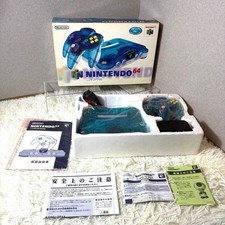 Nintendo 64 N64 Console Japan NTSC-J Clear Blue Tested Working BOX Instruction