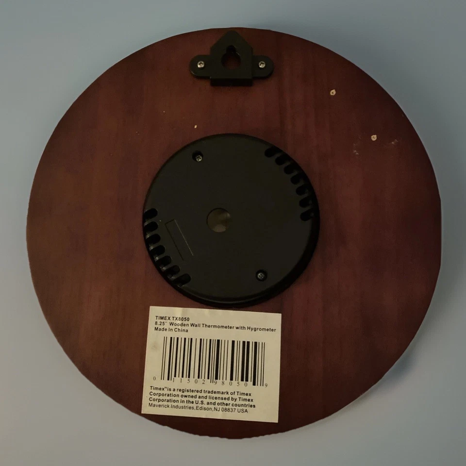 TIMEX 8” RARE VINTAGE THERMOMETER & HUMIDITY WOOD GLASS CALIBRATED COLLECTIBLE! - Image 2 of 4