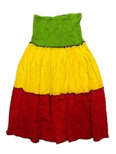 Isla Girl Hawaii Dress OS Red Yellow Green Sleeveless Tiered Mini Smocked Aloha