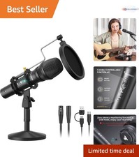 Dynamic Microphone Kit USB XLR Studio Mic with Volume Control Shock Mount