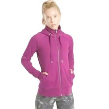 Athleta Triumph Full Zip fleece Hoodie Heathered Purple Size Small