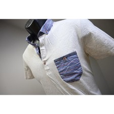 Ted Baker London Golf Polo White Marled Short Sleeve Front Pocket Mens 3 Short