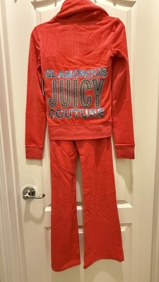 Juicy Couture Velour Tracksuit XS NWT Beads Jewel Maraschino Red Beads Jewel