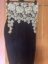 Paper Dolls Strapless Bodycon/cocktail Dress Navy With Cream Lace