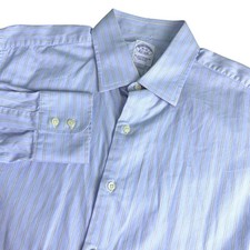 Brooks Brothers Mens 16-32 Dress Shirt Blue Striped Egyptian Cotton Made in USA