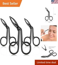 Black Stainless Steel Eyebrow Scissors Tweezers - Travel-Friendly Grooming Set