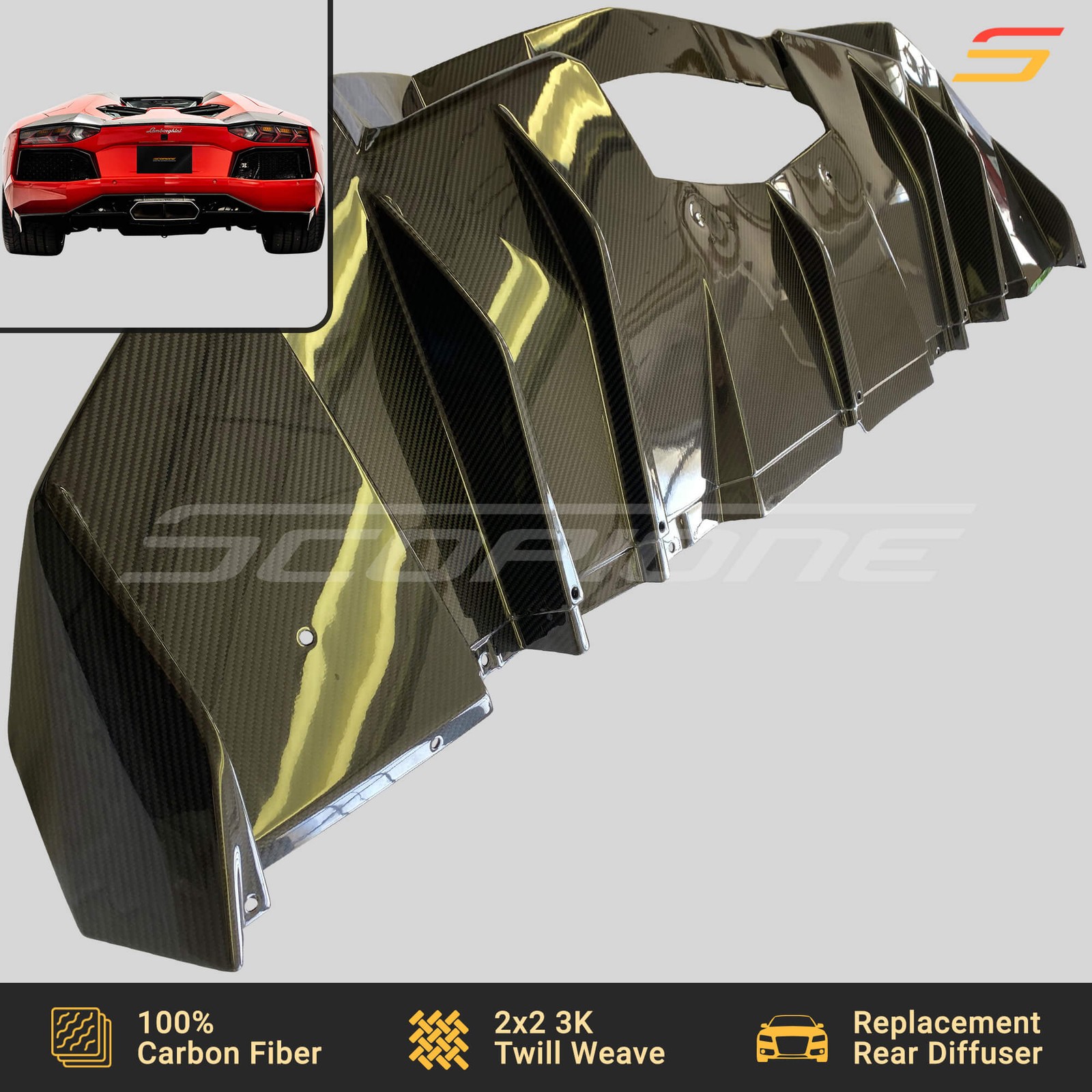 Scopione Carbon Fiber Rear Bumper Diffuser for Lamborghini 12-17 Aventador LP700