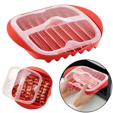 Microwave Bacon Pan Wave Anti-stick Design Red Microwave Bacon Cooker With Lid