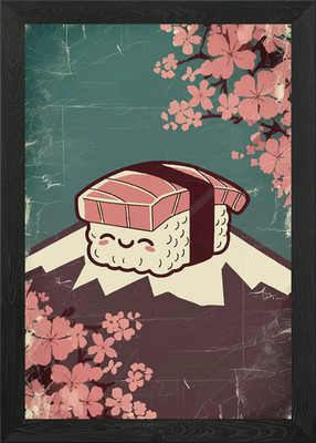 Sushi auf Berg Fuji gerahmtes Wandbild Poster Leinwanddruck Bild
