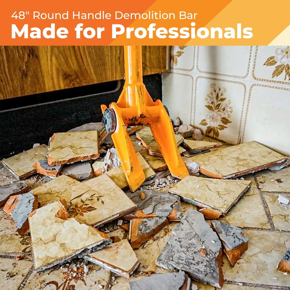 Barra de demolición de mango redondo de 48” - demolición versátil y multiherramienta - para el hogar R... Foto 4 de 4