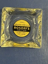 ROSOFFS RESTAURANT /HOTEL  NYC VINTAGE RARE ART DECO GLASS ASHTRAY CIRCA Square