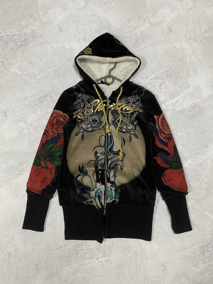 Christian Audigier Zip Hoodie Vintage Big Logo Tattoo Women's