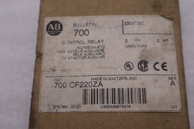 NEW OPEN BOX AB ALLEN BRADLEY 700-CF220ZA SER. A 220VDC 20A STK K3973CC