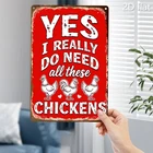 2D Flat, 1pc Vintage Aluminum Tin Metal Signs Wall Art - 8x12 Inch Rustic Chicke