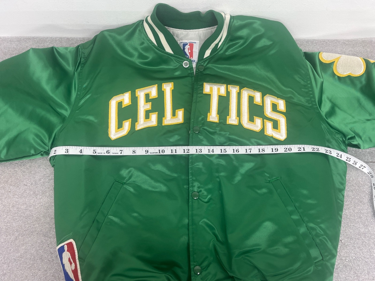Celtics Jacket Vtg 80s 90s Starter Satin Large Green Full Zip