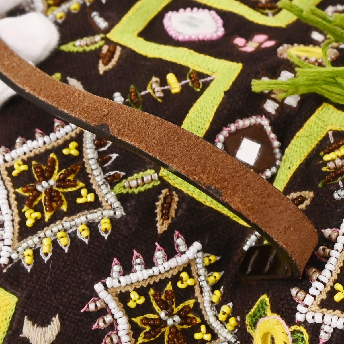 Fendi Brown Canvas Beads Embroidered Tote Handbag 155161 image 4