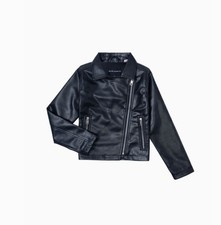 Girls Biker Jacket By Silver Jean Co. Size Small Vegan Leather Black Moto Style